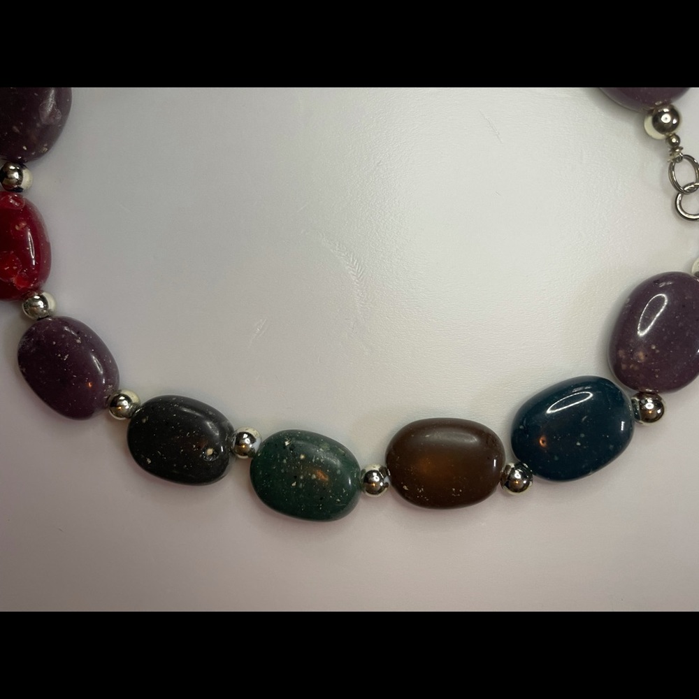 Multi Color Decorative Statement Stone Necklace - image 3